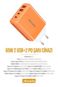 Azeada Sarj Cihazi AZ-A19 65W Turuncu