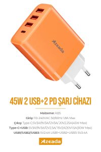 Azeada Sarj Cihazi AZ-A17 45W Turuncu
