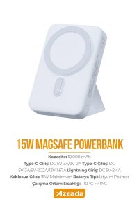 Azeada Power Bank PD-V12 10000mAh Standlı Beyaz, Siyah