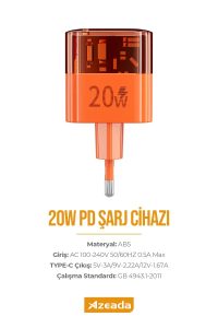 Azeada Sarj Cihazi PD-A31 20W Turuncu