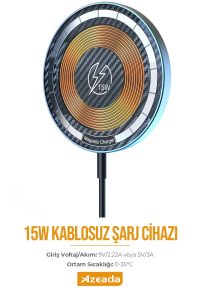 Azeada Sarj Cihazi PD-W16 Rurı Wireless Magsafe Gri