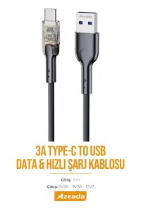 Azeada Type C Data Kablosu PD-B94a seffaf Siyah